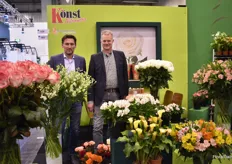 Bart Tesselaar of Könst Alstroemeria and Peters Schrama of United Selections in their shared booth.